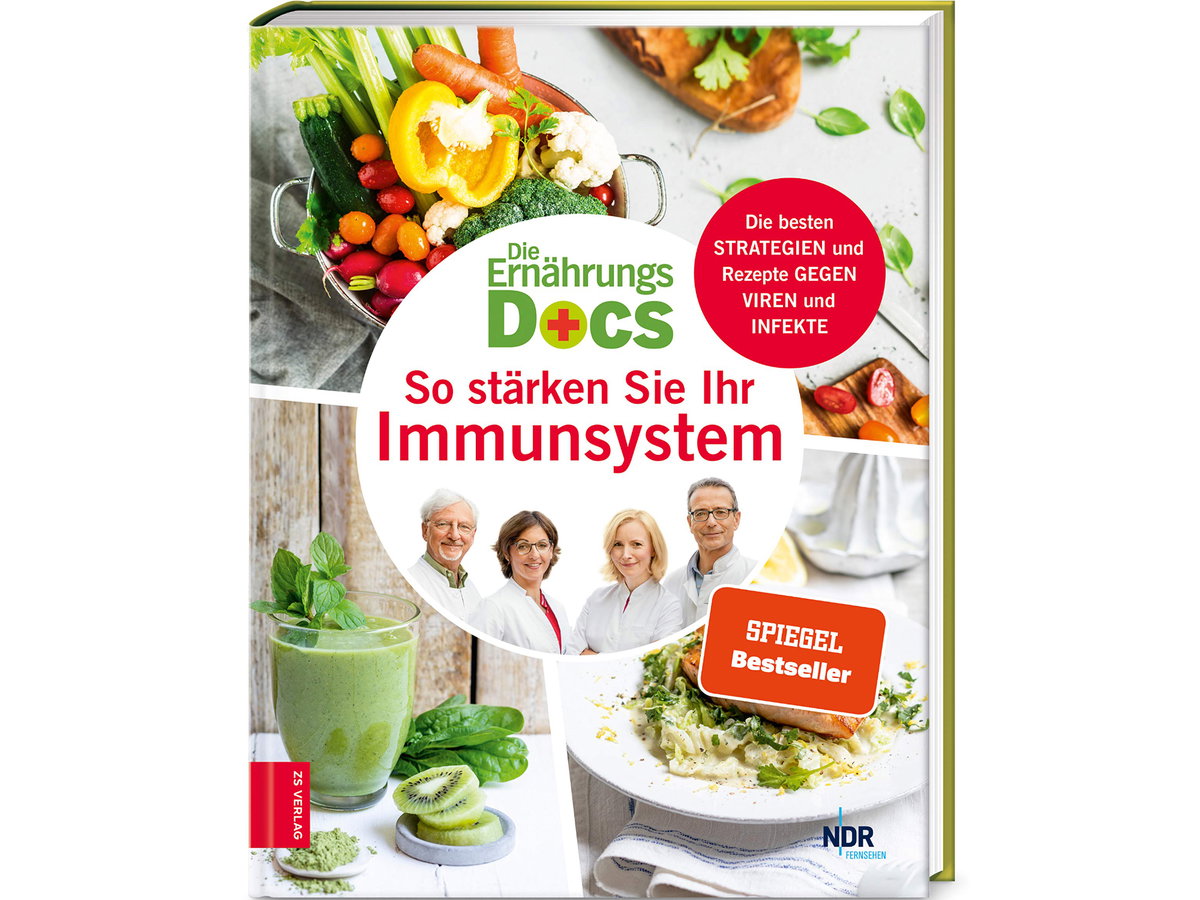 Die Corona-Krise hat uns die Wichtigkeit eines starken Immunsystems verdeutlicht. Um Viren & Co. Paroli bieten zu können, spielt die richtige Ernährung für unser Immunsystem eine zentrale Rolle. Was sollten wir essen, damit wir nicht so schnell krank werden? Welche Nährstoffe braucht die Körperabwehr besonders dringend? Auf diese Fragen geben die Ernährungs-Docs in ihrem neuen Buch "So stärken Sie Ihr Immunsystem" kompetent und leicht verständlich Antwort, ca. 20 Euro.