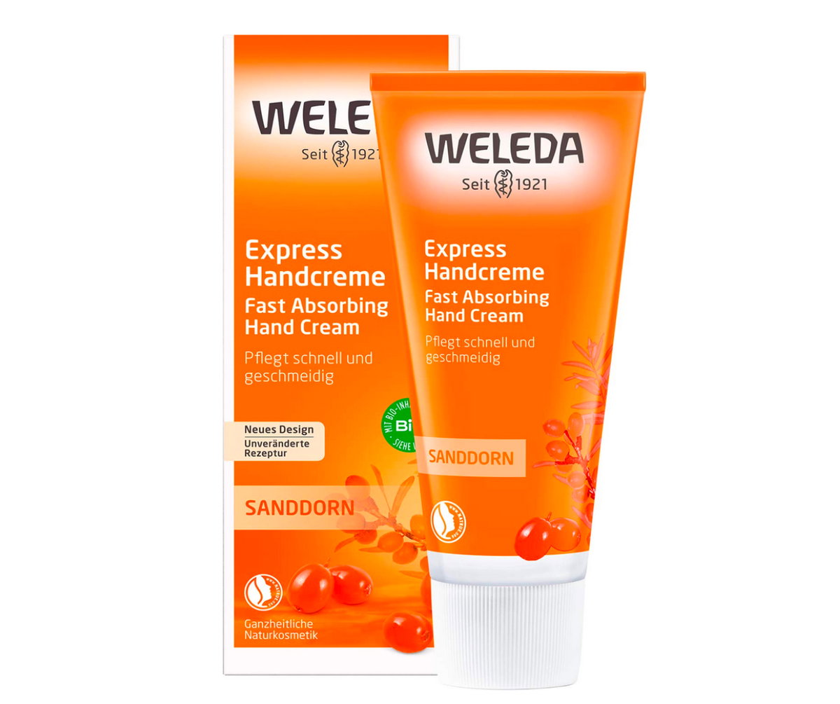 Lassen Sie im Osternest einen Platz für die Express Handcreme von Weleda! Die zertifizierte Pflege sorgt für zarte und geschmeidige Hände und bietet schnellen und intensiven Schutz – mit wertvollem Sanddornöl, das reich an Vitamin E und ungesättigten Fettsäuren ist.