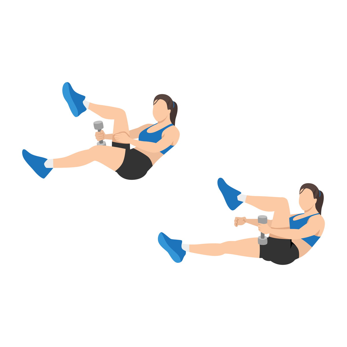Grafik zur Anleitung für Bicycle Kicks mit Kurzhantel