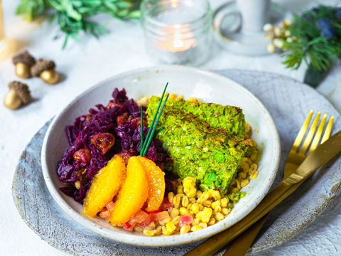 Vegetarischer Braten: Dieses Rezept mit Erbsen und Nüssen wird Sie überzeugen