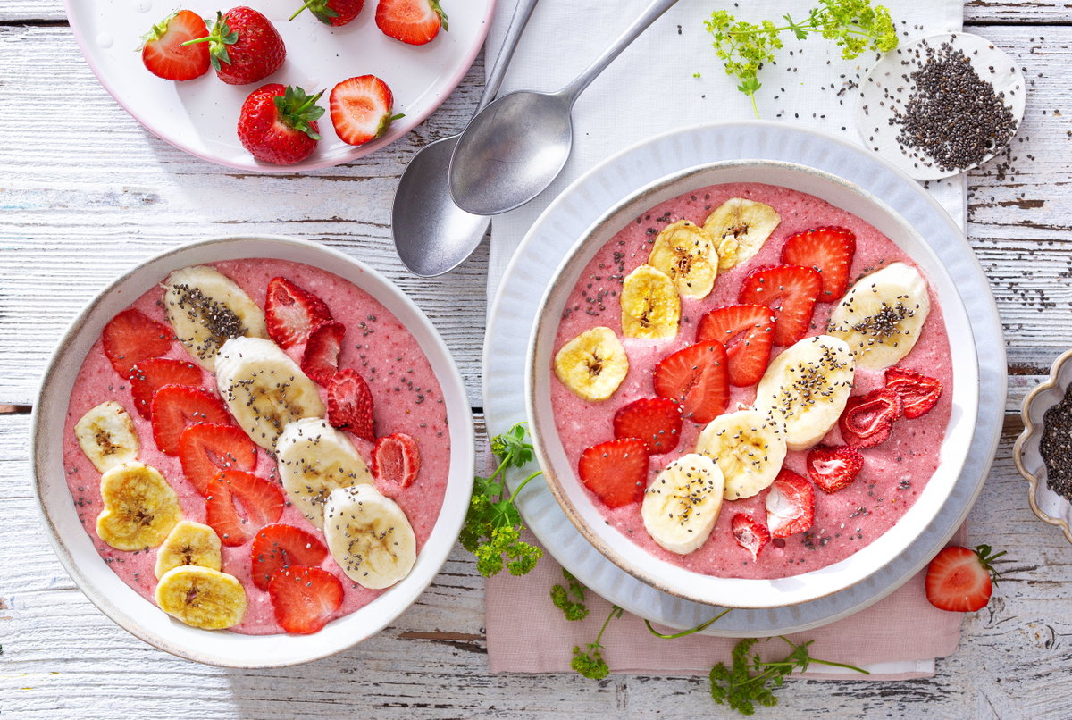 Smoothie mit Erdbeeren und Banane