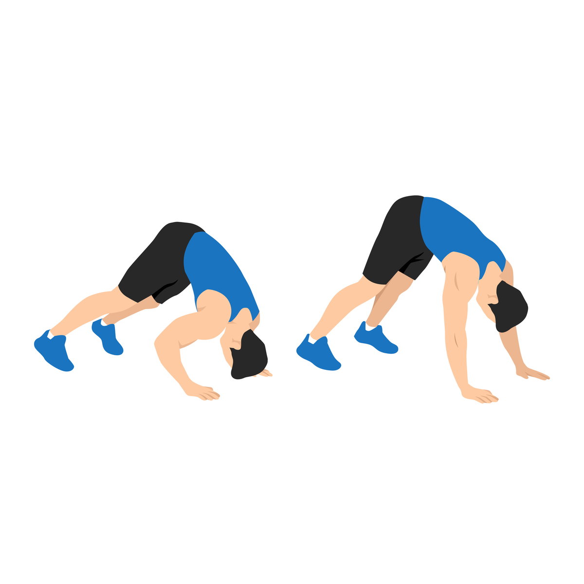Animation eines Mannes, der Pike Push-ups macht