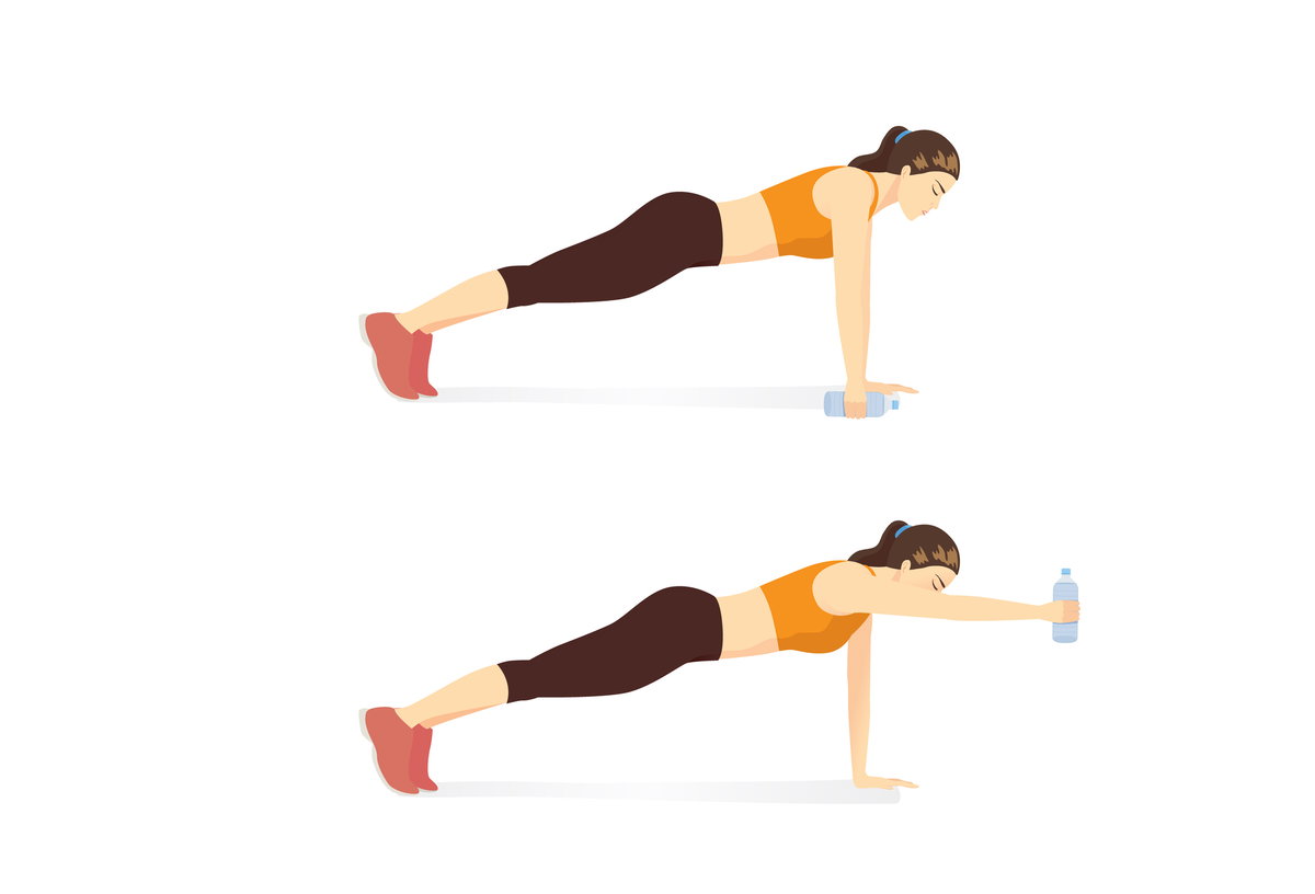 Animation einer Frau, die Plank macht