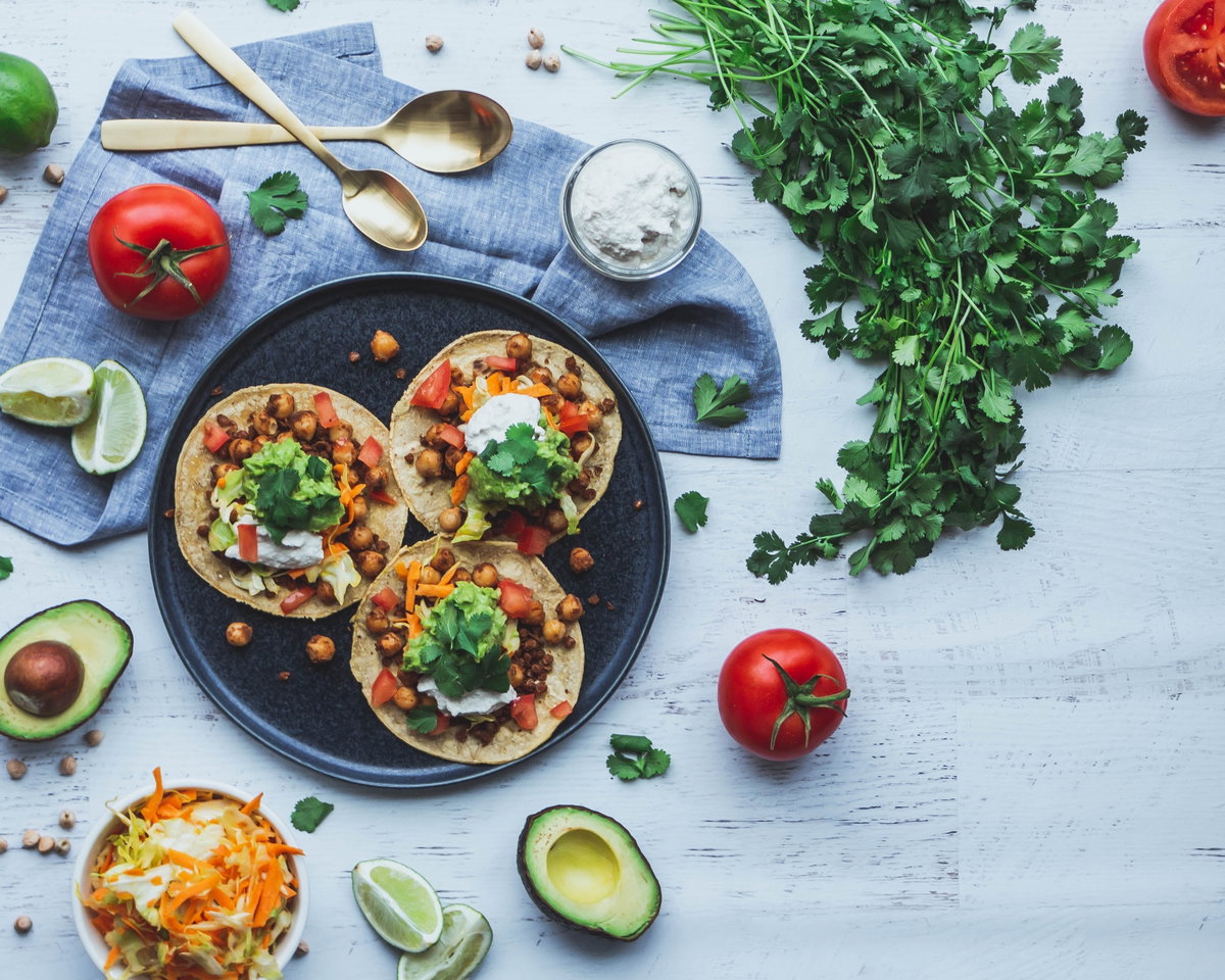 Vegane Tacos auf einem Teller