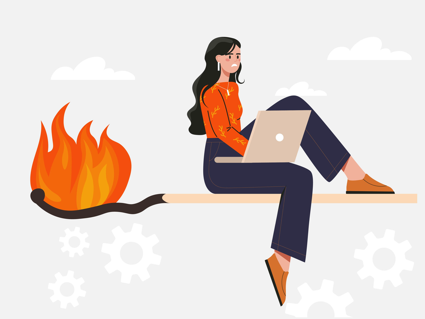 Grafik einer Frau mit Burnout
