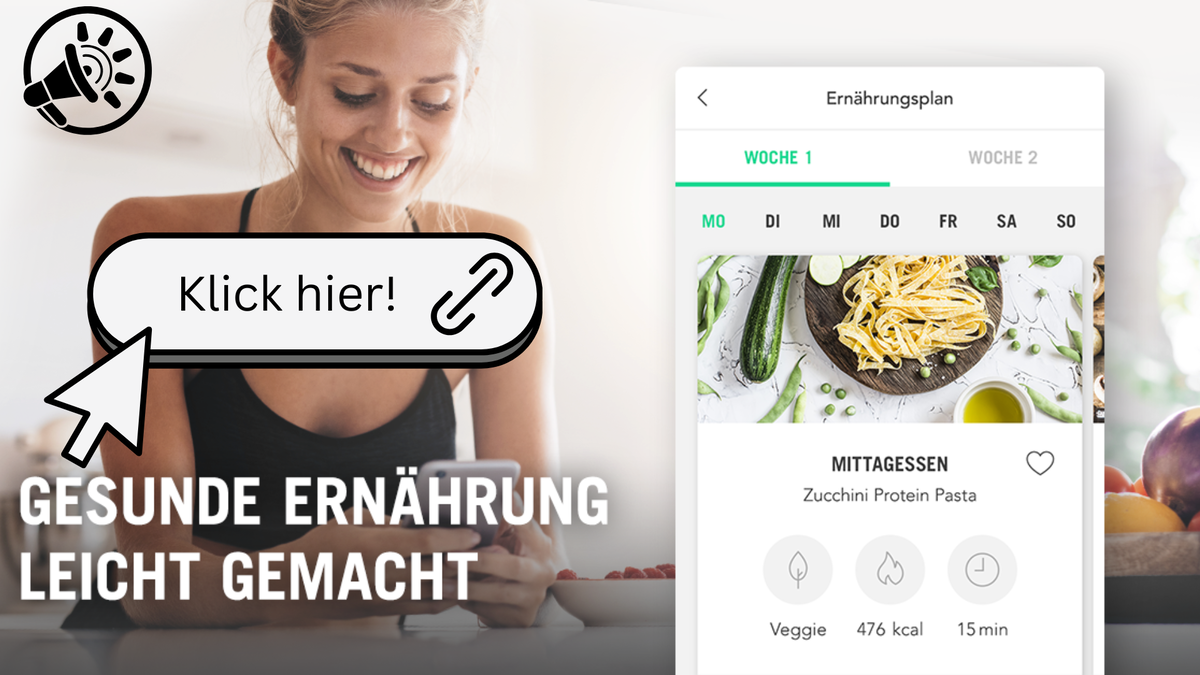 Eine junge Frau tippt auf ihrem Handy, um sich ihr gesundes Mittagessen bei Upfit zusammenzustellen