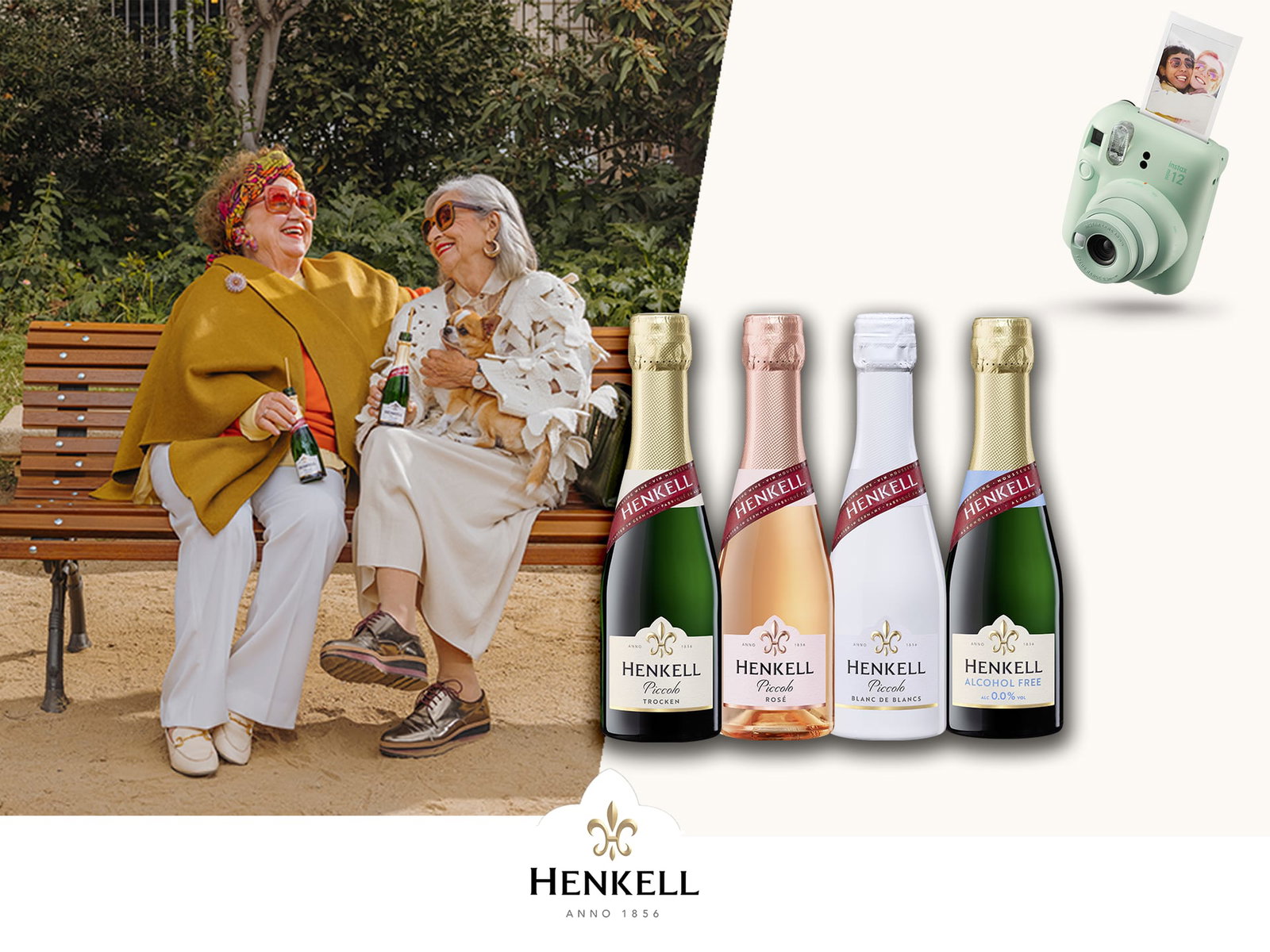 Prickelndes Henkell-Piccolo-Gewinnpaket mit instax mini 12™ Sofortbildkamera zu gewinnen