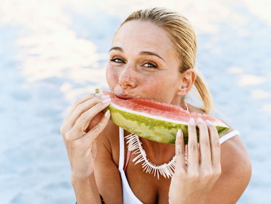 Frau Wassermelone Obst