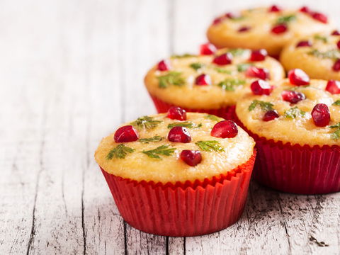 Rezept für Naschkatzen: Kalorienarme Muffins mit Granatapfel
