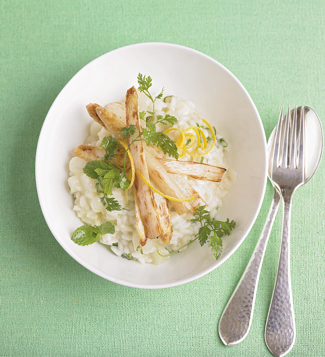 Rezept Spargel-Risotto mit Kräuterslat