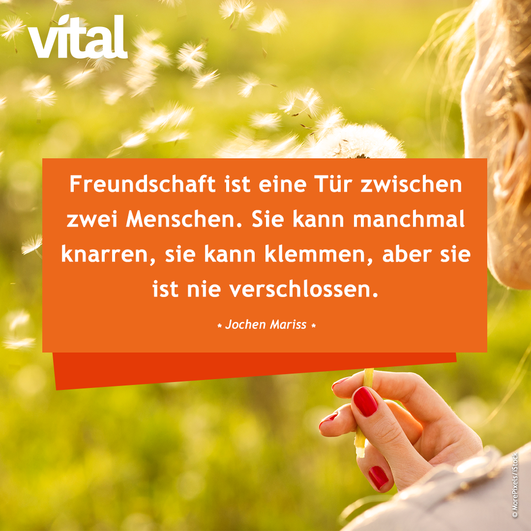 Freundschaft ist eine Tür zwischen zwei menschen. Sie kann manchmal knarren, sie kann klemmen, aber sie ist nie verschlossen.