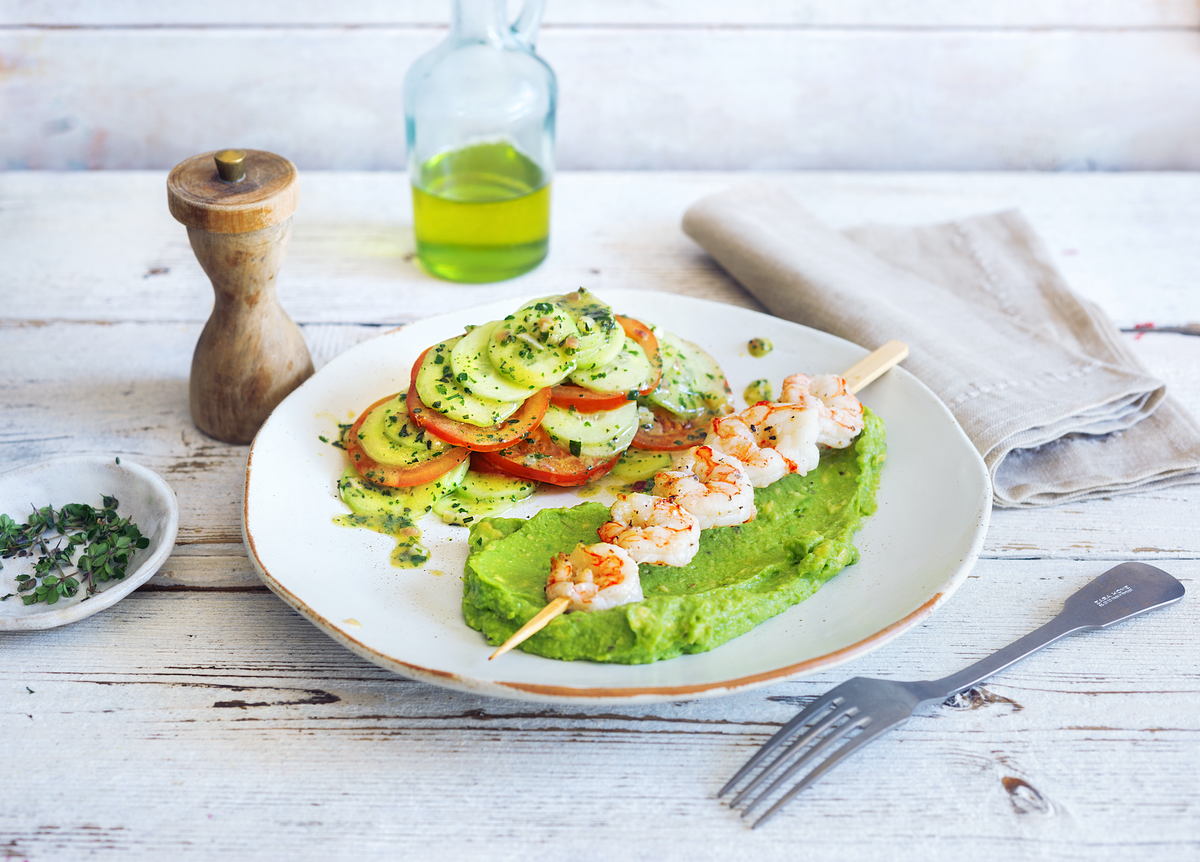 Garnelen mit Avocadocreme
