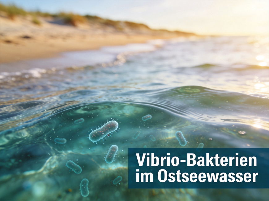Ostseegewässer mit Vibrionen-Bakterien, Gesundheitsrisiko beim Baden visualisiert