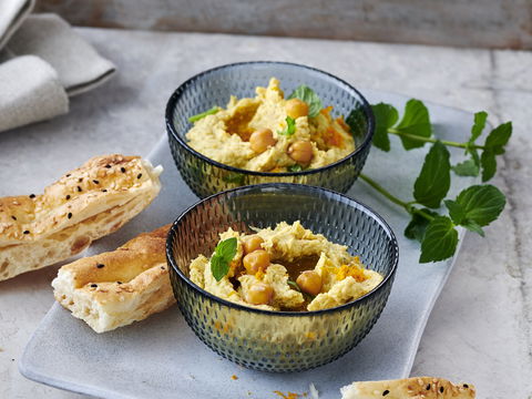 Rezept für veganen Orangen-Hummus